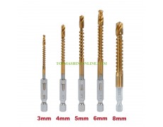 Комплект свредла-фрезери за бормашина с диаметър &Oslash; 3, 4, 5, 6, 8 мм HSS+TIN Raider 150695 със захват HEX 1/4" 5 броя thumbnail image