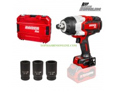 Трискорстен безчетков ударен акумулаторен гайковерт Raider pro RDP-23BBIW20 Solo 3/4", 20 V, Li-ion, 2300 Nm, R20 System, без батерия и зарядно устройство, 030259 с 3 вложки в куфар thumbnail image