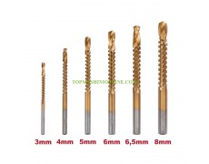 Комплект свредла-фрезери за бормашина с диаметър &Oslash; 3, 4, 5, 6, 6.5, 8 мм HSS+TIN Raider 150694 с цилиндричен захват 6 броя thumbnail image
