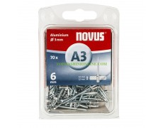 Опаковка алуминиеви попнитове с диаметър 3 мм, дължина 6 мм Novus 045-0028 тип А3 70 броя thumbnail image