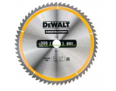 Циркулярен диск за рязане на дърво HM с диаметър 305 мм DeWALT Construction DT1960-QZ 60 зъба thumbnail image