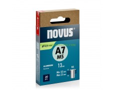 Опаковка алуминиеви нит гайки с диаметър 7 мм, дължина 13 мм Novus 045-0108 с резба М5 тип А7 20 броя thumbnail image