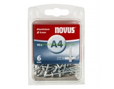 Опаковка алуминиеви попнитове с диаметър 4 мм, дължина 6 мм Novus 045-0031 тип А4 70 броя thumbnail image