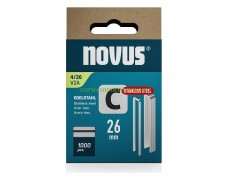 Скоби за такер от неръждаема стомана с дължина 26 мм, дебелина 1.1 мм и широчина 6.1 мм Novus 042-0805 тип C4/26 1000 броя 6.1x1.1x26 мм thumbnail image